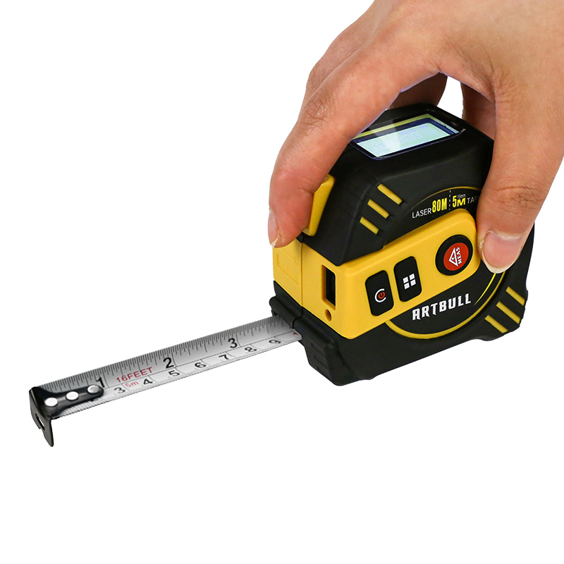 Tape Measure - 3in1多機能レーザーテープ距離計 40m（5mテープ付き）バックライト付きレーザー距離測定器 充電式