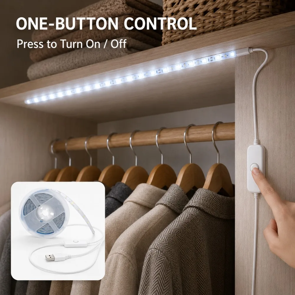 LEDストリップライト、USBボタンで操作、5V低電圧、安全 - Led Strip Lights のレビューと価格