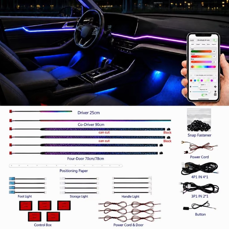 カー用アンビエントライトキット 18 in 1 RGB LE - Door Handle のレビューと価格