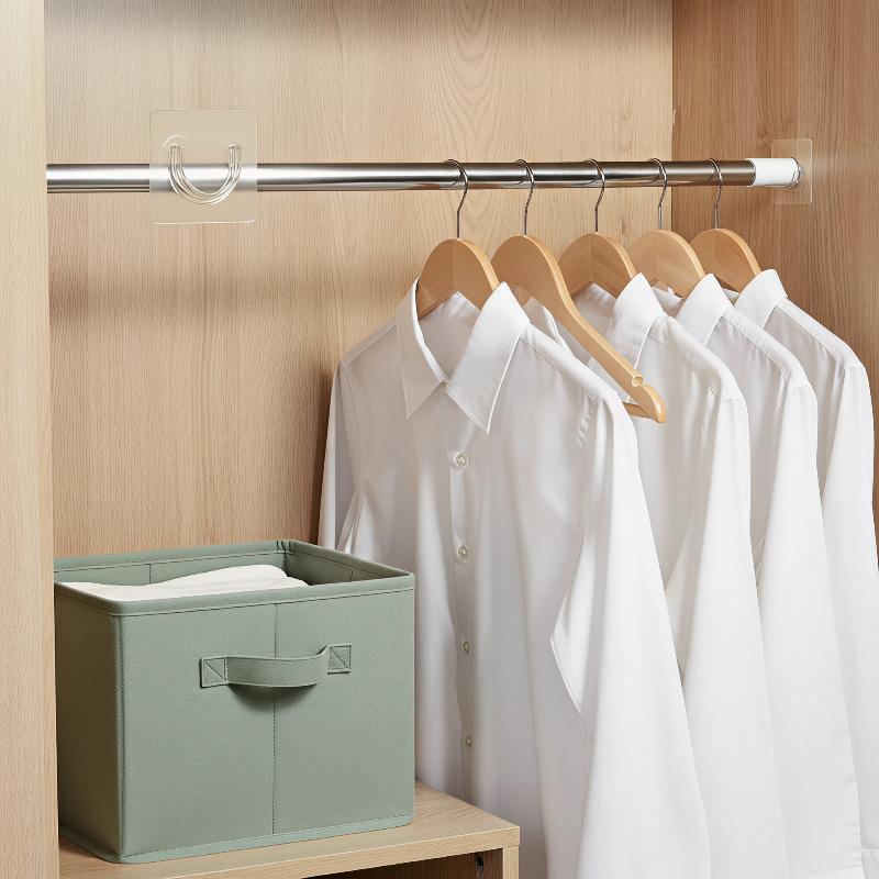 透明な粘着式カーテンロッド用フック4個入り。穴あけ不要で、強 - Curtain Rods のレビューと価格